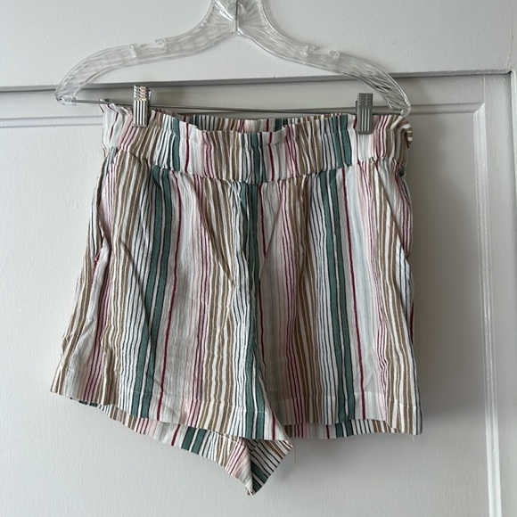 Loft Beach green and tan striped set. Tank top with front buttons and shorts. - Picture 7 of 8